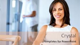 Presentation with tea coffee - Beautiful slides featuring happy young woman with cup of tea or coffee backdrop and a coral colored foreground