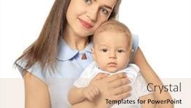  Presentation with happy baby - PPT theme enhanced with happy-young-woman-with-cute background and a lemonade colored foreground