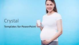  Presentation with milk baby - PPT theme consisting of happy-young-woman-with-glass background and a light blue colored foreground