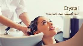  Presentation with shampoo - Amazing theme having happy young woman with hair backdrop and a cream colored foreground