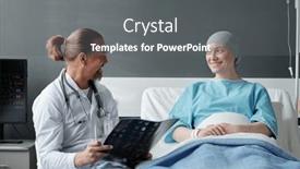  Presentation with brain mri - Presentation theme consisting of happy-young-woman-with-headscarf background and a gray colored foreground