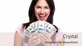  Presentation with save water concept saving - Colorful presentation design enhanced with business concept - us flag dollar banknotes us cent coin pen and calculator backdrop and a gray colored foreground