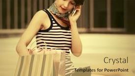  Presentation with bag - Cool new theme with happy-young-woman-with-shopping backdrop and a yellow colored foreground