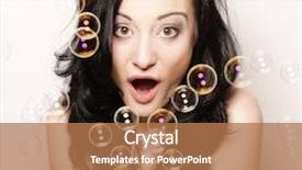  Presentation with soap - Slide set enhanced with happy young woman with soap bubbles background and a coral colored foreground