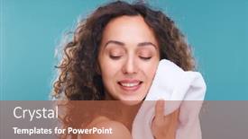  Presentation with hygiene - Presentation theme consisting of happy-young-woman-with-toothy background and a red colored foreground