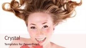  Presentation with hair - Audience pleasing slide deck consisting of happy-young-woman-with-tousled backdrop and a lemonade colored foreground