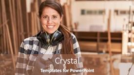  Presentation with apprentice - Presentation theme featuring happy-young-woman background and a coral colored foreground