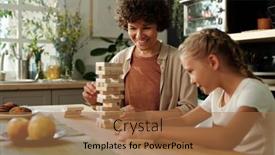  Presentation with youthful - Slide set consisting of happy-young-woman background and a coral colored foreground