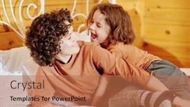  Presentation with weekend - PPT theme consisting of happy-young-woman background and a coral colored foreground