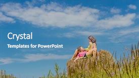  Presentation with rural women - Slide set featuring happy young women enjoying life background and a  colored foreground