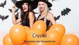  Presentation with two black women - Amazing presentation design having happy young women in black backdrop and a yellow colored foreground