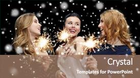  Presentation with black christmas party - Beautiful PPT layouts featuring happy young women with sparkle backdrop and a coral colored foreground