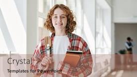  Presentation with youthful - Slides consisting of happy-youthful-student-in-casualwear background and a coral colored foreground