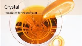  Presentation with orange slice - Presentation design featuring happyhour - party drink decorated background and a yellow colored foreground