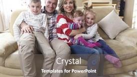  Presentation with young children - Theme having hapy-young-family-have-fun background and a gray colored foreground