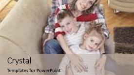  Presentation with living room family - Presentation design having hapy young family have fun with their children at modern living room home indoors background and a mint green colored foreground