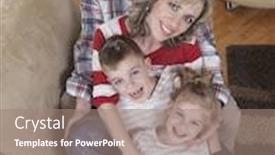  Presentation with young children - Beautiful presentation theme featuring hapy-young-family-have-fun backdrop and a coral colored foreground