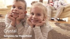  Presentation with young children - Cool new presentation with hapy-young-family-have-fun backdrop and a coral colored foreground