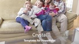  Presentation with young children - Cool new presentation design with hapy-young-family-have-fun backdrop and a gray colored foreground