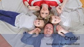  Presentation with living room family - Cool new presentation theme with hapy young family have fun with their children at modern living room home indoors backdrop and a ocean colored foreground