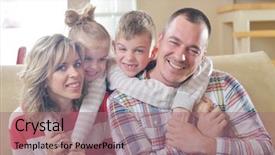  Presentation with young children - Amazing presentation design having hapy-young-family-have-fun backdrop and a coral colored foreground