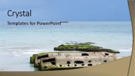  Presentation with france - Theme featuring harbor built by the allies background and a light blue colored foreground