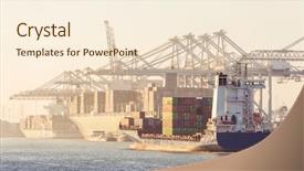  Presentation with vessels - Colorful slide deck enhanced with harbor during a hazy afternoon backdrop and a cream colored foreground