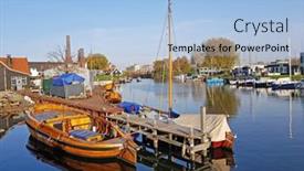  Presentation with old fashioned - PPT theme having harbor-from-huizen-with-old background and a light blue colored foreground