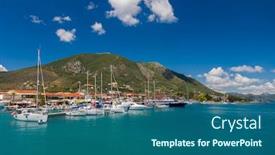  Presentation with island - Slides featuring harbor-of-nidri-on-lefkas background and a ocean colored foreground