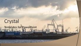  Presentation with export - Amazing slide set having harbor on sunset dalian china backdrop and a lemonade colored foreground