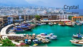  Presentation with turkish - Presentation design enhanced with harbour - lanmarks of cyprus - beautiful background and a light blue colored foreground