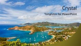  Presentation with heights - Cool new PPT theme with harbour - view of english harbor backdrop and a light blue colored foreground