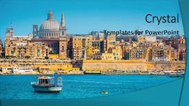  Presentation with scenic - Presentation enhanced with harbour and valletta in malta background and a teal colored foreground