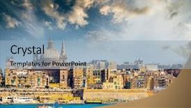  Presentation with scenic - Cool new PPT theme with harbour and valletta in malta backdrop and a light blue colored foreground