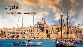  Presentation with scenic - Slide deck featuring harbour and valletta in malta background and a coral colored foreground