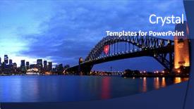  Presentation with sydney harbour bridge - Presentation theme enhanced with harbour bridge and city view background and a cobalt blue colored foreground