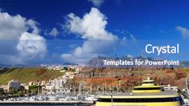 Presentation with spain - Presentation design featuring harbour of san sebastian de background and a  colored foreground