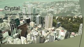  Presentation with view of rotterdam city - Beautiful slide deck featuring harbour the ocean and auckland backdrop and a light gray colored foreground