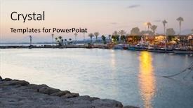  Presentation with power boats - Audience pleasing slide set consisting of harbour with boats in side backdrop and a lemonade colored foreground