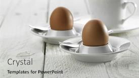  Presentation with boil - Slide deck with hard boil egg and coffee for breakfast background and a light gray colored foreground