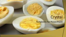  Presentation with nutrition - Presentation design with hard boiled eggs closeup nutrition background and a  colored foreground