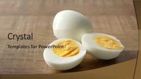  Presentation with wooden christian cross religious concept - Amazing PPT theme having hard boiled eggs on wooden backdrop and a coral colored foreground