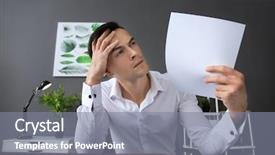  Presentation with office - Slide set featuring hard breath - young man feeling hot background and a gray colored foreground
