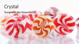  Presentation with peppermint - Amazing PPT theme having hard candy - peppermint candies backdrop and a sky blue colored foreground