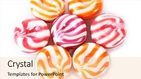  Presentation with candy - PPT layouts with hard candy - striped fruit candies isolated background and a lemonade colored foreground