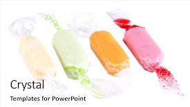  Presentation with white - Audience pleasing slide deck consisting of hard candy - tasty candies isolated on white backdrop and a white colored foreground