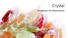  Presentation with peppermint candy cane on white - Colorful presentation theme enhanced with hard candy - tasty candies isolated on white backdrop and a white colored foreground