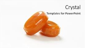  Presentation with peppermint candy cane on white - Presentation theme featuring hard candy - two caramel candies on white background and a white colored foreground