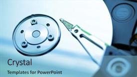  Presentation with hard disk drive - Slide deck consisting of hard disk drive closeup background and a light blue colored foreground