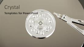  Presentation with hard disk drive - Beautiful slide set featuring hard-disk-drive-detail-close backdrop and a light gray colored foreground